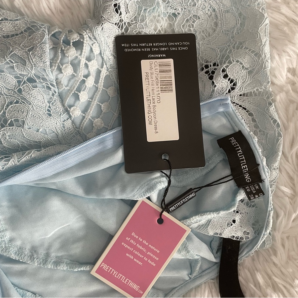 PrettyLittleThing Light Blue Lace Dress - Picture 2 of 5
